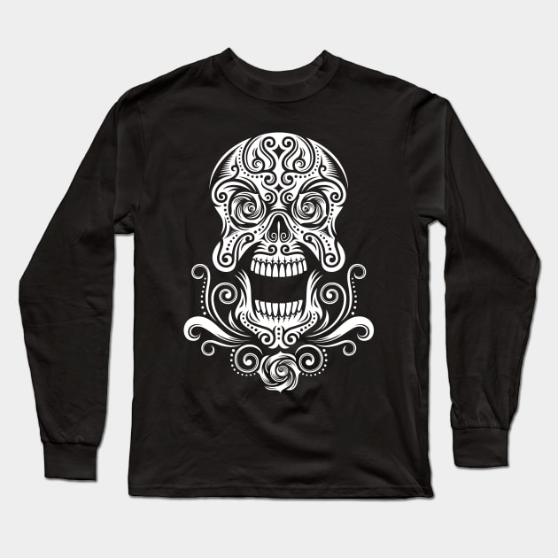 Skull Tattoo Long Sleeve T-Shirt by CryptoTextile